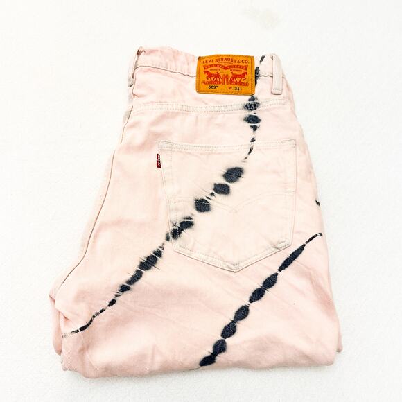 Levi's 569 Men's Tie Dye Denim Classic Jean Berduma Shorts Pink Blue Size 36 - Picture 1 of 6